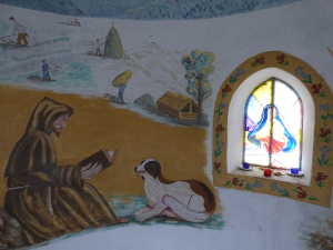 Une des peinture de la chapelle Saint Bernard.