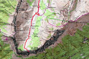 Plan de la rando au col d'Arclusaz. Retour par le même chemin. Partie sud.