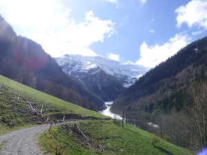 A l'alpage de Bellevaux. Au premier plan, les débris de bois de l'avalanche descendu de 'Varapet'.