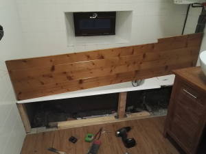 La nouvelle façade, juste avant la pose.