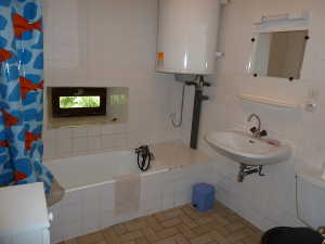 Salle de bains avant travaux. Gite 81104 avec une chambre.