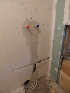 Puis scellement du support mitigeur.