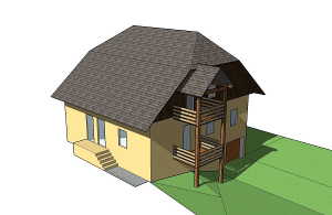 Projet de toit pour les terrasses. Vue du sud-est.