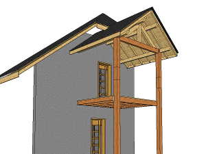 Détail de la charpente. Vue du sud-est.