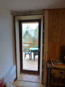 Reprise du lambris à l'intérieur du gite.